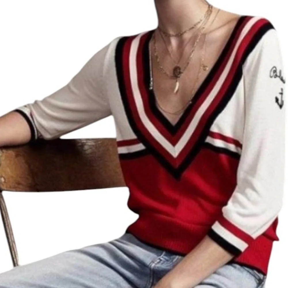 Scotch & Soda AMS Blauw Pullover Knit Sweater Nautical Sz Med Orig $135